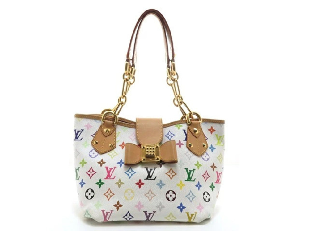 LOUIS VUITTON Annie Tote Bag Multicolor Blanc White